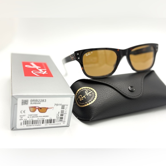 By Ray-Ban Tortoise RB2383 Polarized Sunglasses Brown Lens 2025 Mr Burbank - Picture 7 of 13